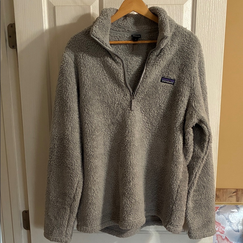 Patagonia Light Gray High-Pile Fleece Quarter-Zip Pullover